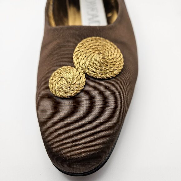 Joan & David Brown Fabric Low-Heel Flats – Size 9M – Handmade in Italy - Picture 2 of 11